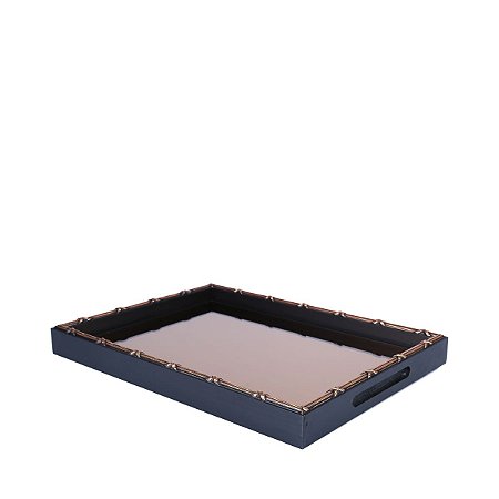 BANDEJA DE MADEIRA CROISÉ ACOBREADO  37X27X3,5 CM