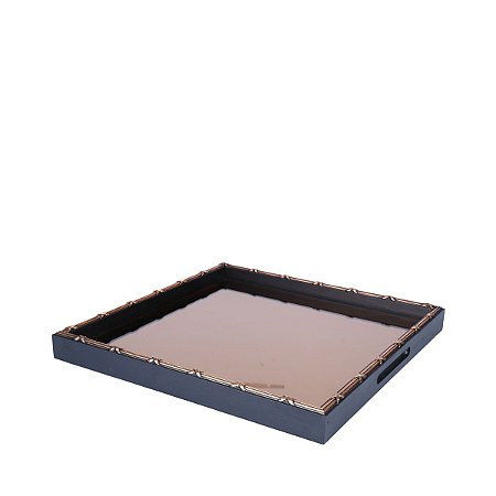 BANDEJA DE MADEIRA CROISÉ ACOBREADO 37X37X3,5 CM