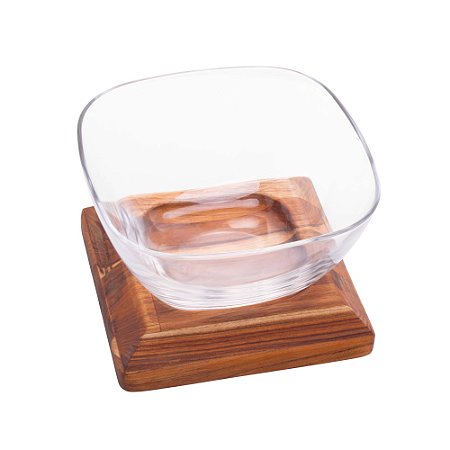 SALADEIRA C/BASE MADEIRA TECA 30x16cm
