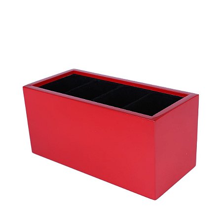 PORTA CONTROLE MADEIRA LAQUEADA C/VELUDO 4 LUGARES VERMELHO