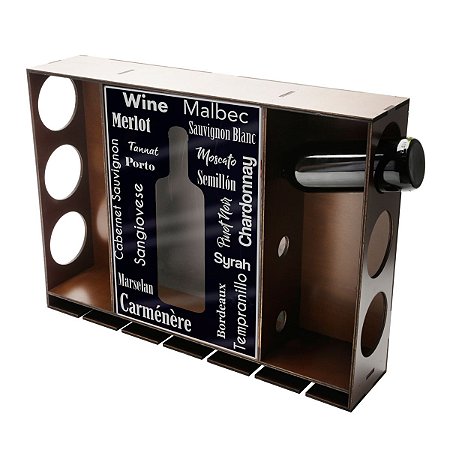 ADEGA MADEIRA P/6 GARRAFAS VINHO C/FUNDO ADESIVAD 13X44X61CM