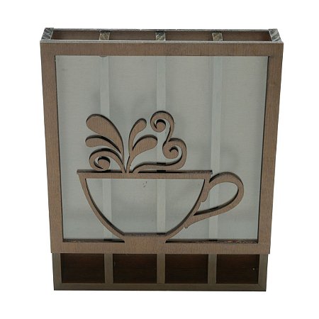 PORTA CÁPSULAS DE MADEIRA P/28 CÁPSULAS TRÊS CORAÇÕES 25X5X31