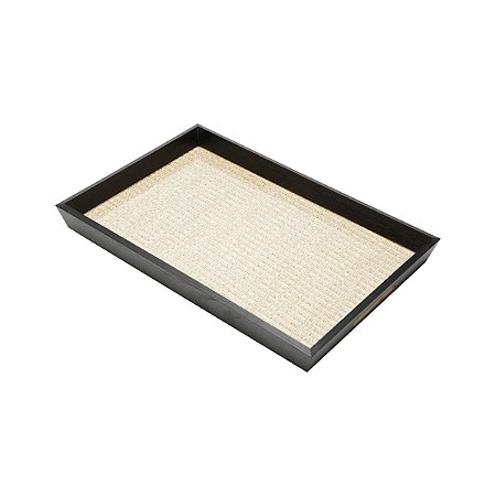 BANDEJA DE MADEIRA CHANFRADA E RAFIA 35X21X4,5CM