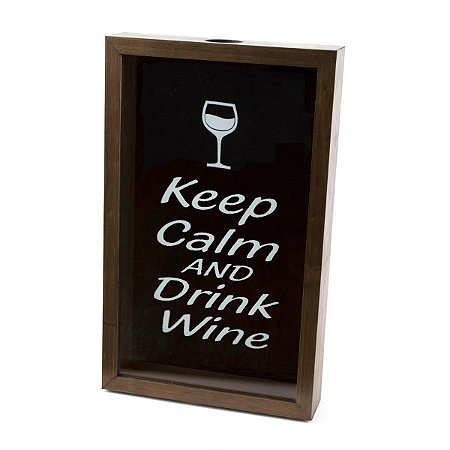QUADRO MADEIRA PORTA ROLHA VINHO MADEIRA 46,5X30,5X5cm