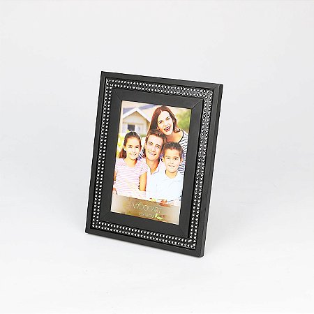 PORTA-RETRATO DE MADEIRA STRASS PRETO 10x15cm