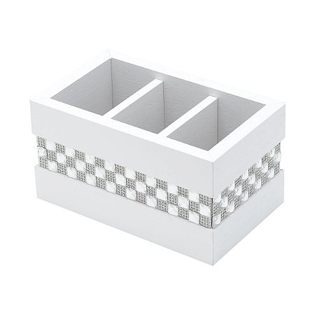 PORTA CONTROLE COM 3 DIVISÓRIAS DIAMOND BRANCO 17,5X11X9,5cm