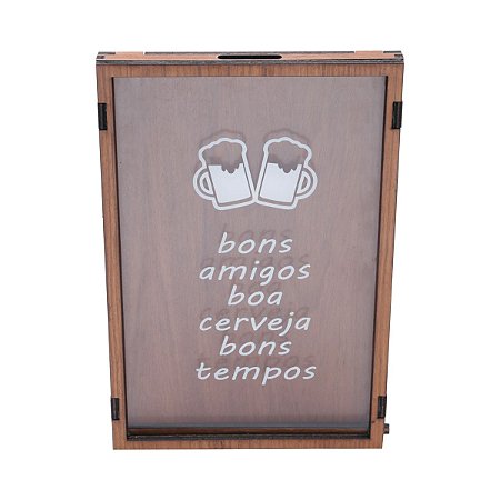 QUADRO DE MADEIRA PORTA TAMPINHA 33X21,5X2,5cm