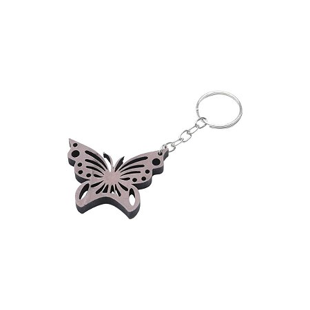 CJ 4 PC DE MADEIRA P/CHAVEIRO BORBOLETA 5X4cm