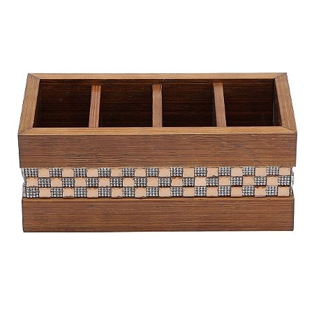 PORTA CONTROLE COM 4 DIVISÓRIAS DIAMOND MARROM 23X11X9,5cm