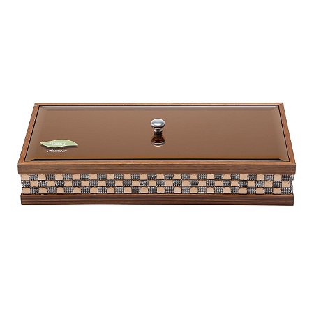 CAIXA DE MADEIRA COM TAMPA BISOTÊ DIAMOND MARROM 34X16X6cm
