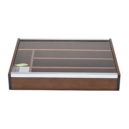 ORGANIZADOR DE TALHER COM TAMPA DE VIDRO NATURALS 36X26X6cm