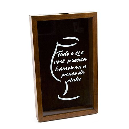 QUADRO PORTA ROLHA DE VINHO DE MADEIRA