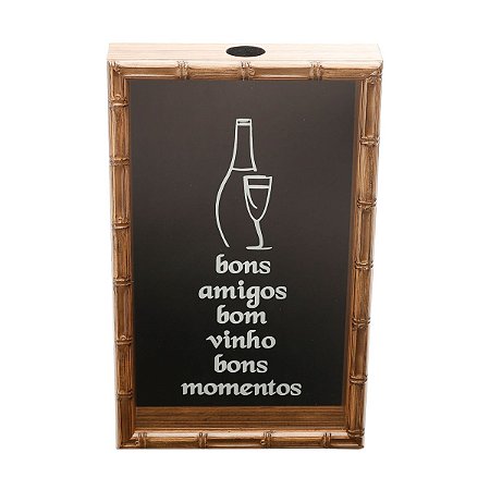QUADRO PORTA ROLHA DE VINHO BAMBU