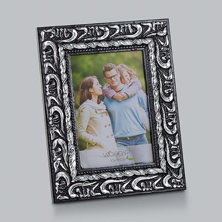 PORTA RETRATO ELEGANCE PRETO E PRATA 20X25