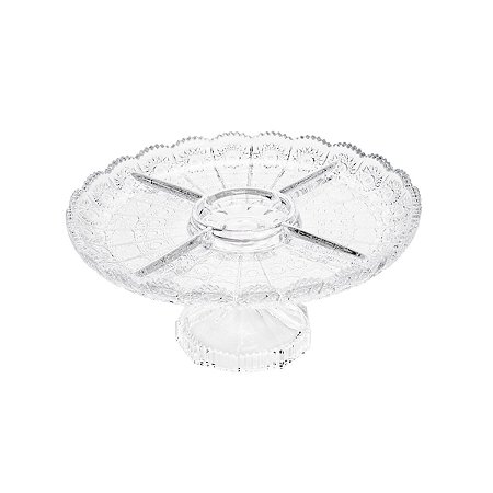 PETISQUEIRA DE CRISTAL C/PÉ STARRY 30X14CM