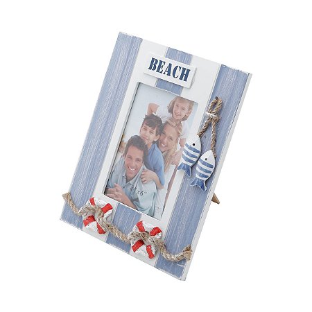 PORTA RETRATO RETANGULAR DE MADEIRA DECK BEACH 10X15 CM