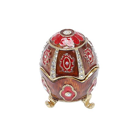 PORTA JÓIAS OVO JEBERGÉ OVAL DE ZAMAC VERMELHO 6X6X8CM