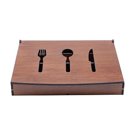 ORGANIZADOR DE TALHER DE MADEIRA C/TAMPA 35,2X28X45CM
