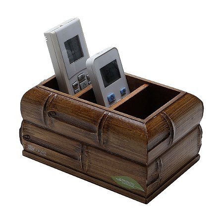 PORTA CONTROLE 3 LUGARES BAMBU 19X12,5X10cm