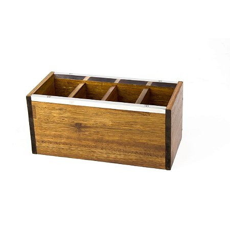 PORTA CONTROLE 4 LUGARES COM METAL NATURALS 22X10X10cm