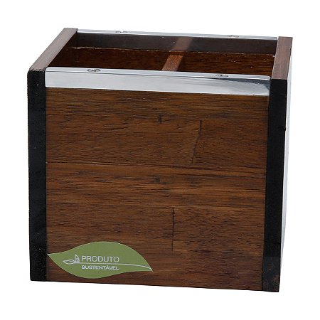 PORTA CONTROLE 2 LUGARES COM METAL NATURALS 12X10X10cm