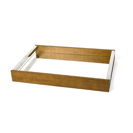 BANDEJA DE MADEIRA COM ESPELHO NATURALS 23X15X4,5cm