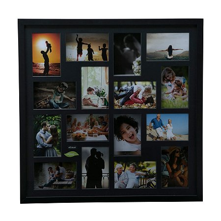 PAINEL COLLECTION PARA 16 FOTOS 10X15 PRETO 60X60X4cm
