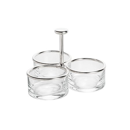 PETISQUEIRA TRIPLA DE PRATA RIALTO 23x23x11,5CM