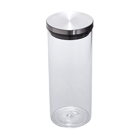 POTE DE VIDRO DE BOROSILICATO C/ TAMPA DE ACO 1300ml