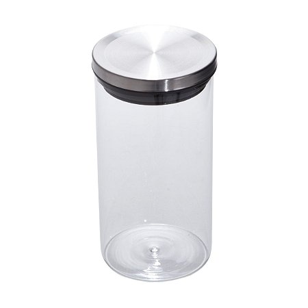 POTE DE VIDRO DE BOROSILICATO C/ TAMPA DE ACO 1050ml