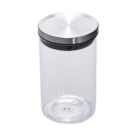 POTE DE VIDRO DE BOROSILICATO C/ TAMPA DE ACO 800ml