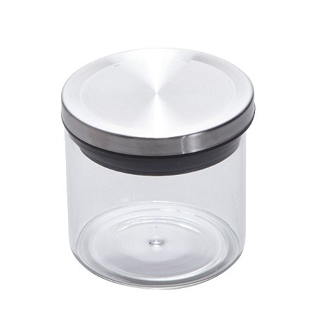 POTE DE VIDRO DE BOROSILICATO C/ TAMPA DE ACO 400ml