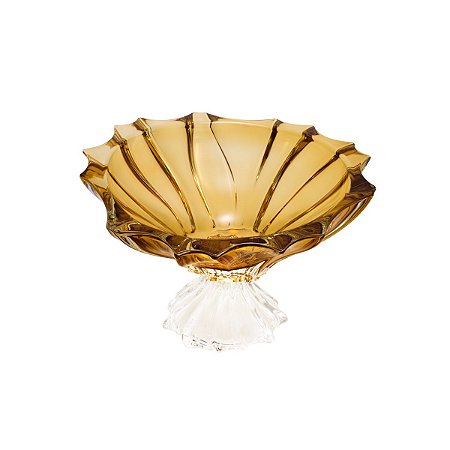 CENTRO DE MESA DE CRISTAL ECOLÓGICO C/PÉ PLANTICA AMBAR 33CM