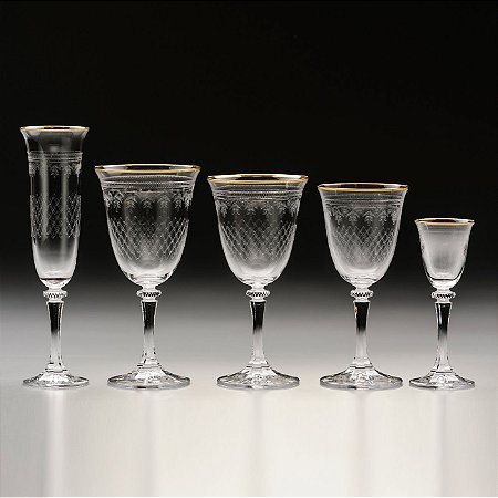 CJ 30 TAÇAS DE CRISTAL ECOLÓGICO KLEOPATRA PANTO DOURADO