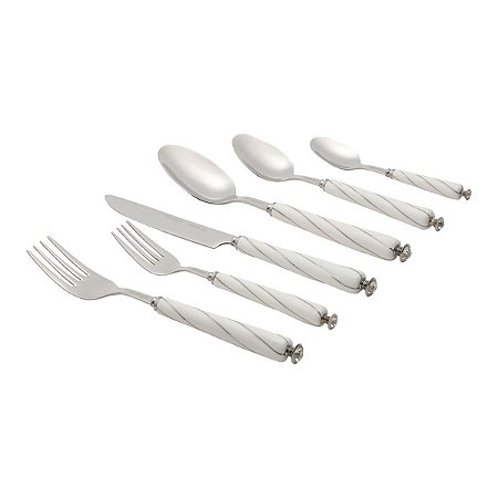 FAQUEIRO 36PC PRATA CABO PORCELANA C/ESTOJO DE MADEIRA