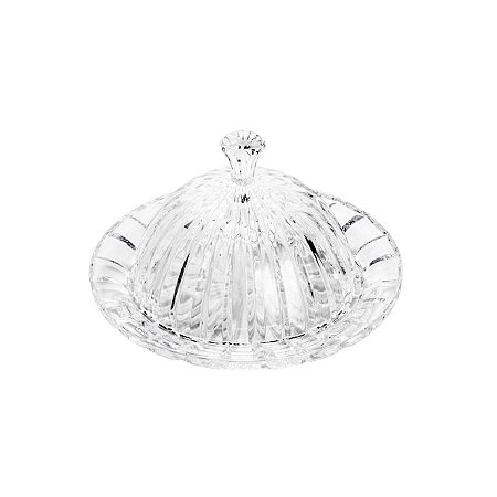 QUEIJEIRA DE CRISTAL C/TAMPA ALEXANDRIA 20X13CM