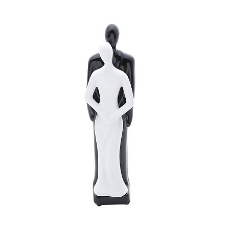 ESTATUETA FIGURINO DE CASAL 30CM BLACK AND WHITE DE CERAMICA