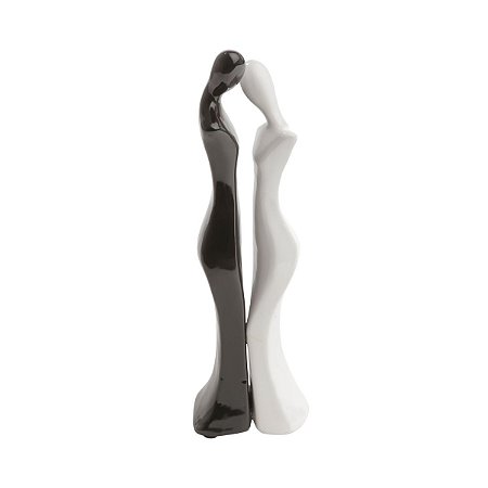 FIGURINO DE NAMORADOS 30CM BLACK AND WHITE DE CERAMICA
