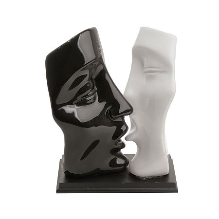 FIGURINO DE CASAL 29,5CM BLACK AND WHITE DE CERAMICA