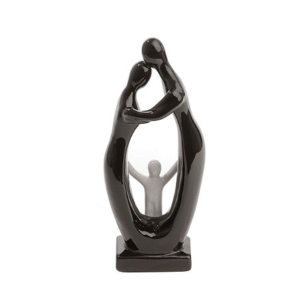 FIGURINO DE CASAL 30CM BLACK AND WHITE DE CERAMICA