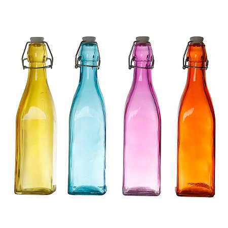 GARRAFA DE VIDRO ORNAMENTAL COLORIDO 550ml