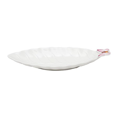 TRAVESSA DE PORCELANA FOLHA BORBOLETAS 25CM