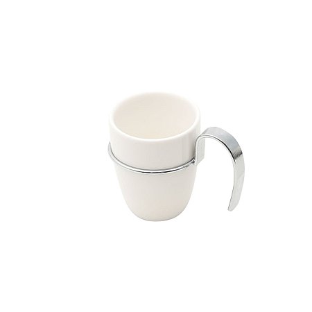 JG. 6 XÍCARAS P/ CAFÉ DE PORCELANA C/ CABO DE METAL