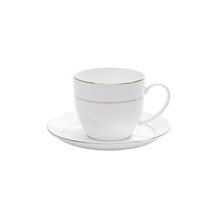 JG. 6 XÍCARAS P/CHÁ DE PORCELANA C/PIRES NICE GOLD