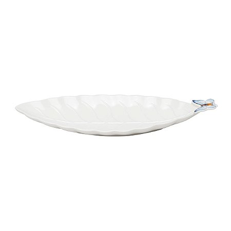 TRAVESSA DE PORCELANA FOLHA BORBOLETAS 35CM