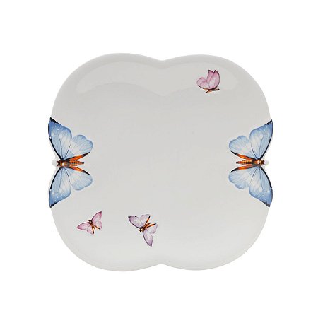 JG. 6 PRATOS DE PORCELANA DE JANTAR BORBOLETAS 24CM