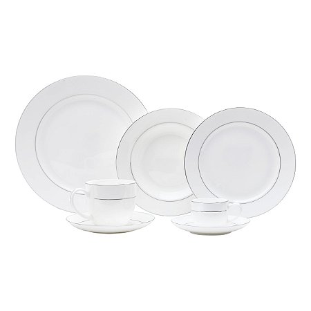JG DE JANTAR DE PORCELANA BONE CHINA NICE SILVER 42PC