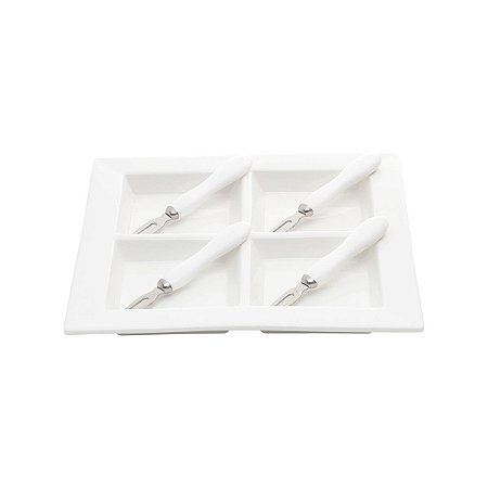 PETISQUEIRA DE PORCELANA LYON QUADRADA 22,5CM C/4 GARFINHOS