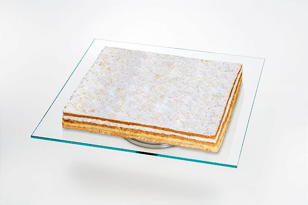 PRATO DE VIDRO P/BOLO C/PÉ DE AÇO INOX MONACO 40X10CM