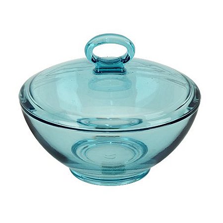 POTICHE AQUA EM VIDRO D13XA11CM COR AZUL TURQUESA